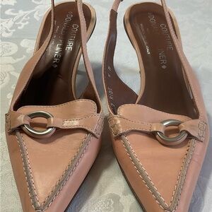 Donald J Pliner Couture Peach Color Slingback Pointy Toe Kitten Heels Size 5M